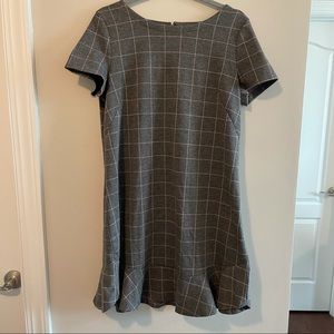 Loft Fall windowpane drop waist dress size 8
